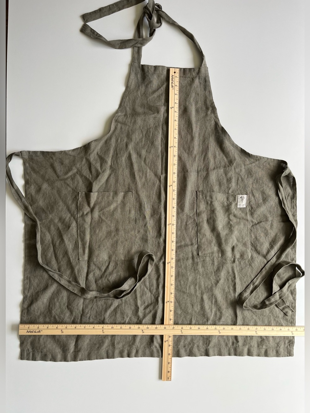 Sur La Table Washed Linen Apron Gray Natural 100% Linen